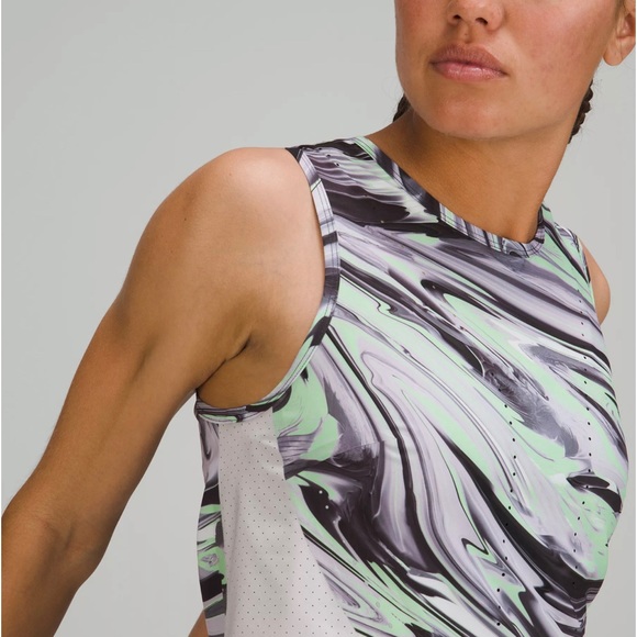 LULULEMON Swift Ventilated Running Tank Top Paint Glide Warp Cropped Side Vent 4 - Picture 1 of 15